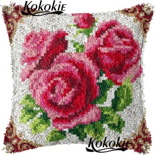 DIY atch hook rug kits flowers cushion embroidery Handmade embroidery cross stitch sets sale needlework sets handicraft carpet