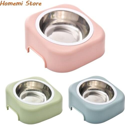 Stainless Steel Pet Bowl Non Slip Base Puppy Cat Food Storge Bowl Drinking Water Feeder Tilt Neck Protection Dish Pet Bowl