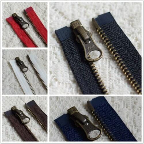 2pcs/lot Long YKK Copper Metal Zipper Black Blue White Red Coffee Single Open End Fastener Replace Sewing Accessories Wholesale