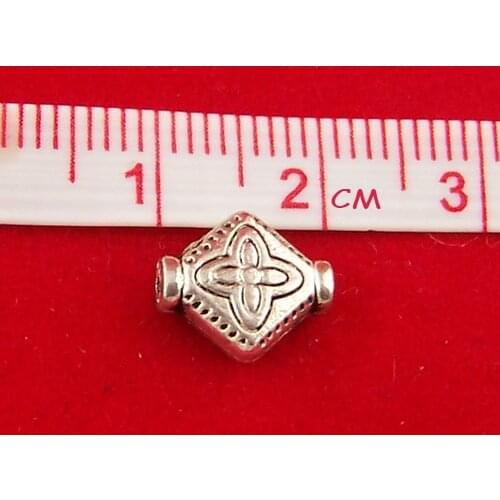 Doreen Box hot- 60 Silver Color Rhombus Spacer Beads 8x10mm (B00045)
