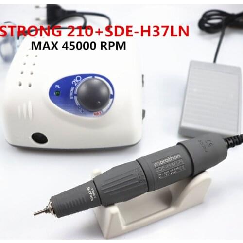 45K New Arrival Strong 210 MARATHON H37LN PART 65W 45000 RPM Nail Drill Manicure Pedicure Electric File Bits Kit