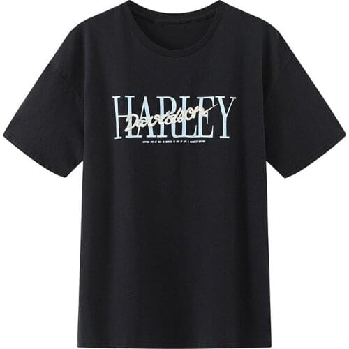 Oversize Girls Soft Cotton Vintage T-shirt 2021 Summer Fashion Ladies Office Women Letter embroidery O Neck T-shirt Top