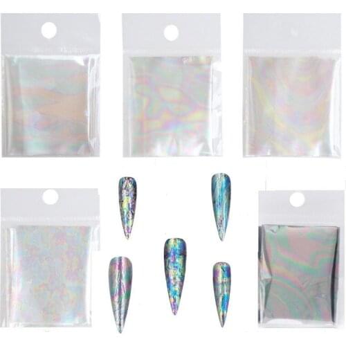 NEW Hot 2017 Transparent Holographic Laser Unicorn Mermaid Nail Starry Sky Foils Nail Art Transfer Sticker 4cm*20cm - 5Colors