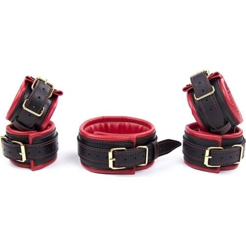 Adult Games Sex Toys Bdsm Fetish Bondage 3 Pcs/set Bondage Set Handcuffs for Sex Shackle Neck Collar Restraint Kit for Men Women