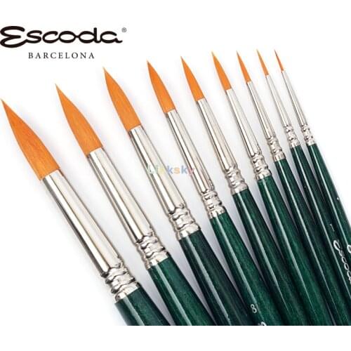 ESCODA BARROCO sereis 1410 Gold Toray Filament,Nylon Hair,Short handle,Round pointed head,Watercolor brush,good elasticity