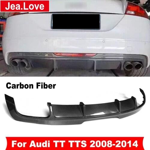 Real Carbon Fiber Rear Lip Back Bumper Car Body Styling Kit Part Four Exhaust Diffuser Protector For Audi TT TTS 2008-2014