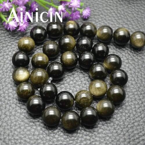 5pcs High Quality Natural Golden Obsidian 12mm Round Beads Fashion Jewelry Making Materials DIY Findings
