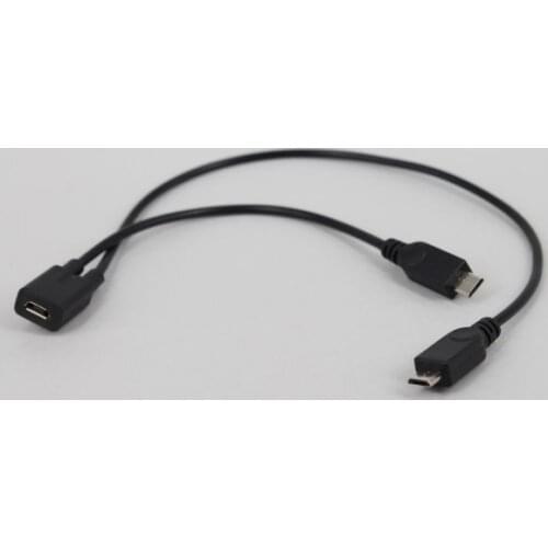 Micro USB Female to 2 Micro USB Male Splitter extension charge cable for Galaxy S5 i9600 S4 I9500 Note2 N7100 S3 I9300 S2