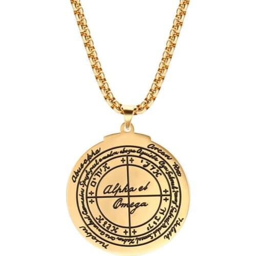 Fashion Vintage Seal of Solomon Gold Colour Pendant Stainless Steel Nordic Rune Viking Amulet Necklace Men and Women Jewelry
