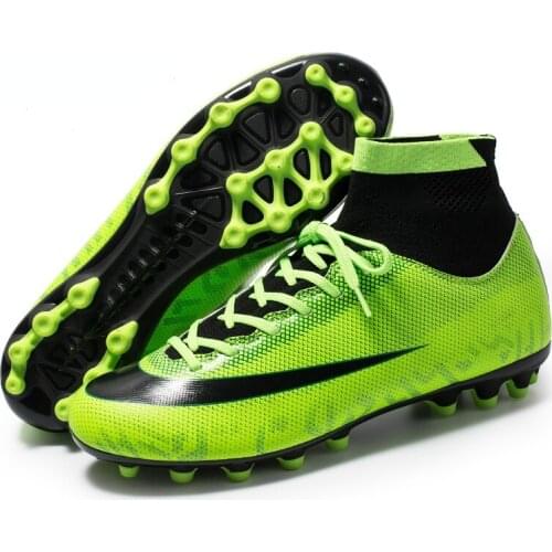 Mens Soccer Shoes High Ankle Cleats Teenager Breathable Sneakers Kids Grass Training FG / TF Antiskid Size 34-44 Football Boots