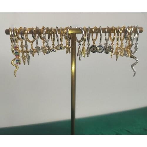 Real 925 Sterling Silve Zircon Snake Cross Hoop Earrings For Fashion Women Party Fine Jewelry Geometric Accessories Punk Gift