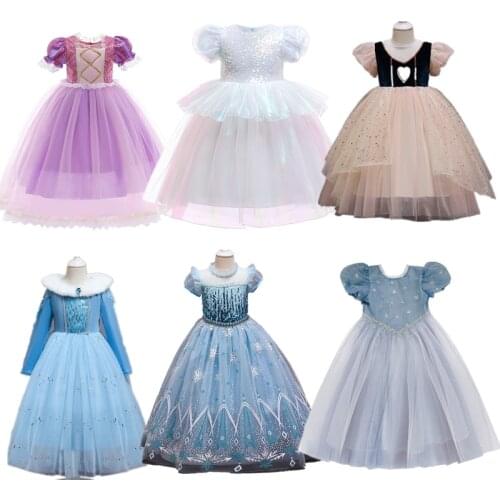 2021 Newest Birthday Party Summer Dress For Girls Elegant Multi-Layers Mesh Wedding Dress For Children Evening Dress For Kids