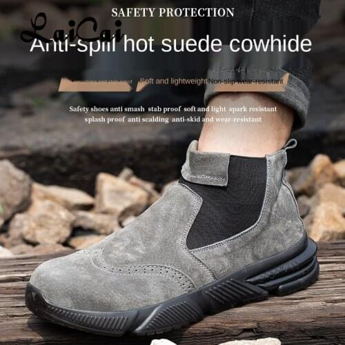 New for Electric Welders Ant-Scald Protective Shoes Mens Anti-Smashing a An-Penetration Lightweigh Breathabl High-Top Work Shoe