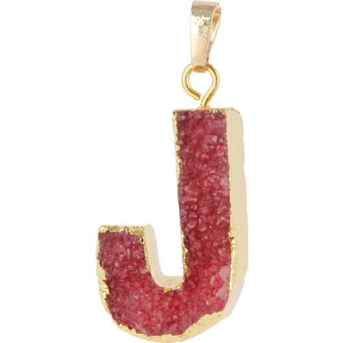 New Arrival 3 pieces Gold Diy Jewelry Making Assorted Natural Stone Pendants Alphabet Charms pendants Letter J Necklace Pendant