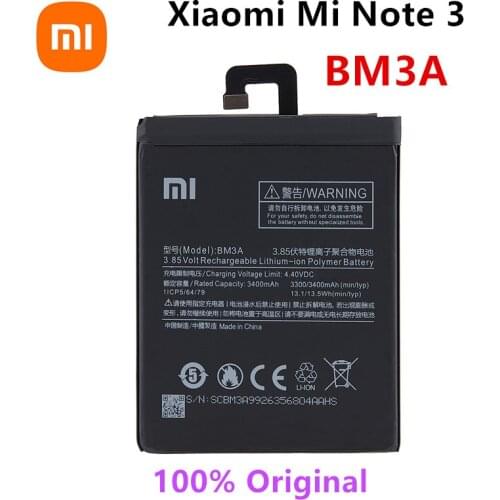 Xiao Mi 100% Orginal BM3A 3400mAh Battery For Xiaomi Mi Note 3 Note3 High Quality Phone Replacement Batteries