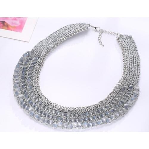 BEADSLAND Handiwork Crocheted Chunky Slabs Necklace Fashionable Jewelry Woman Gift