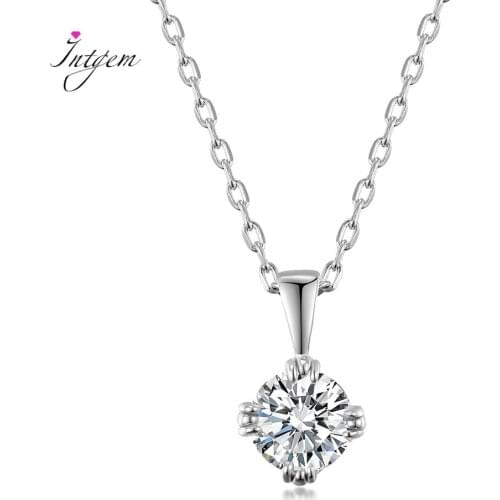 6mm EF Round Moissanite Necklace Chain 18K White Gold Plated Diamond Test Passed 925 Silver Charm Crystal Jewelry Fine Gift