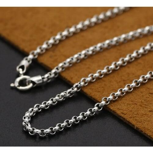 Fashion S925 Sterling Silver Retro Thai Silver Men And Women Unisex Vintage Style Classic Necklace