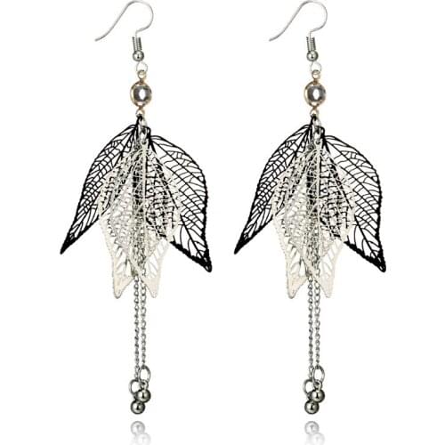Earings fashion jewelry Gold Color Long Dangle Earrings Fashion Jewelry Big leaf Earring For Women earings fashion jewelry