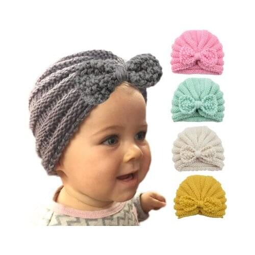 Knitted Winter Baby Hat for Girls Candy Color Bonnet Enfant Baby Beanie Turban Hats Newborn Baby Cap for Boys Accessories