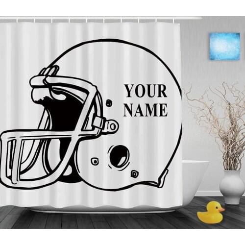 Personalized A Football Helmet Shower Curtain Customize Your Text Bathroom Shower Curtains Polyester Fabric With Hook