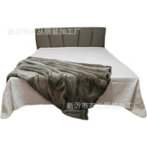 Faux fur gray super soft throw imitation rabbit fur blanket 150x200cm