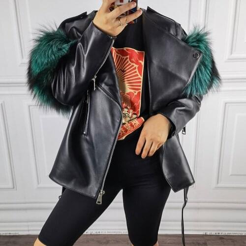 YOLOAgain Women's Leather Jackets With Fur