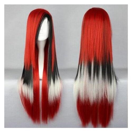 Zhaoxia++01529@Q8+++ 2016 New 80cm Style Human Long Straight Hair Mixed Color Cosplay Wig