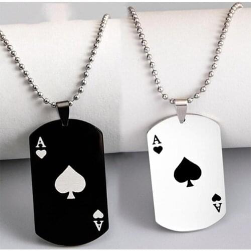 New Creative Poker Ace of Spades Necklace For Women Steel Playing Card Pendant Necklaces Fashion Hip Hop Jewelry Gift