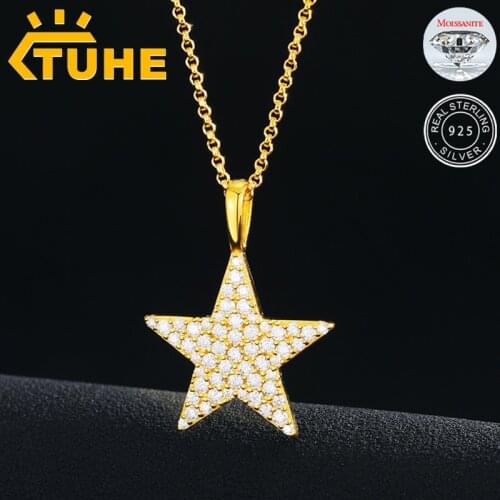 Fashion Stars Moissanite Pendant Necklace Top Quality 100% 925 Sterling Silver For Women Hip Hop Jewelry Drop Shipping