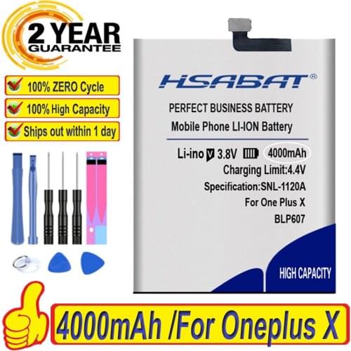 HSABAT Top Brand 100% New 4000mAh Battery for Oneplus X BLP607 One plus X within tracking number