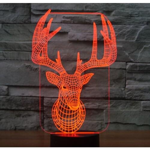 3D LED Night Light Deer with 7 Colors Light for Home Decoration Lamp Amazing Visualization Optical Illusion Awesome