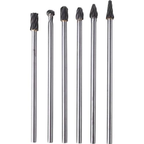 6Pcs Tungsten Carbide Aluminum Rotary Files Burr Set 6Mm Shank 10Mm Cutting Diameter For Grinder Drill