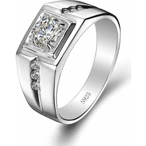 925 Sterling Silver Men Ring Engagement Wedding Finger Ring for Man Jewelry R08