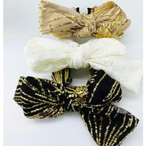 Headband Big Bow Hair Accessories, Headband For Women, High-quality fabric Wide Sequins Headband , Fashion Headband