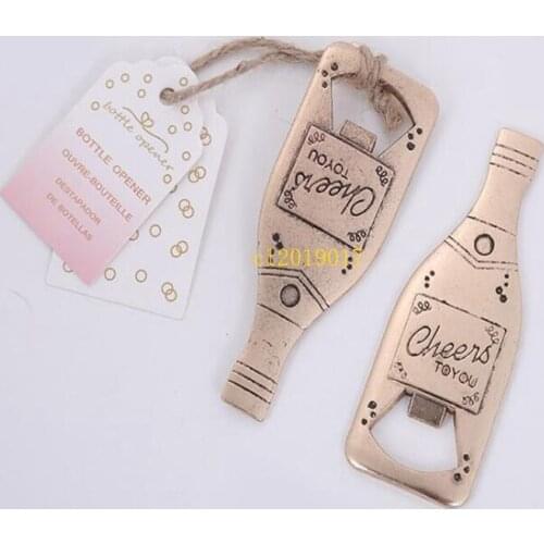Free shipping Creative Champagne Bottle Shape Metal Beer Bottle Opener Wedding Favors and Gifts Party Supplies #213