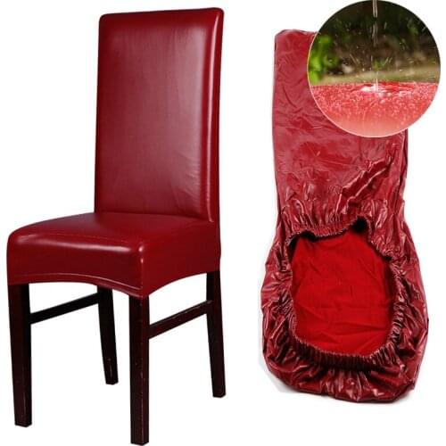 PU Waterproof Elastic Chair Cover Christmas Cheap Stretch Chair Cover Seat Slipcovers for Dining Room Hotel Banquet Home