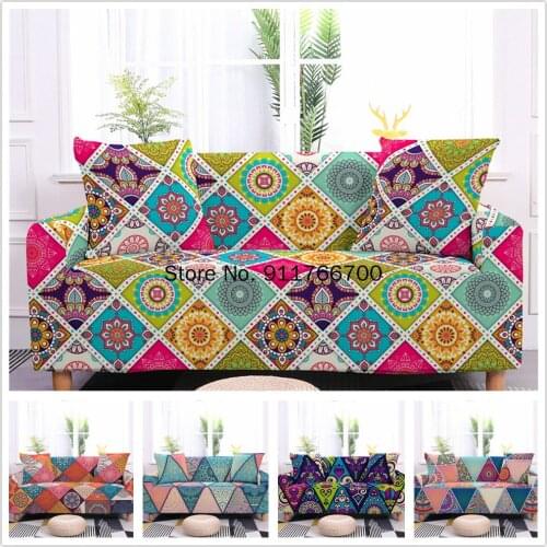 1/2/3/4 Seater Cushion Cover Elastic Stretchable Protective All-Inclusive Plaid Mandala Sofa Cover Slipcovers Furniture Sofa Bed