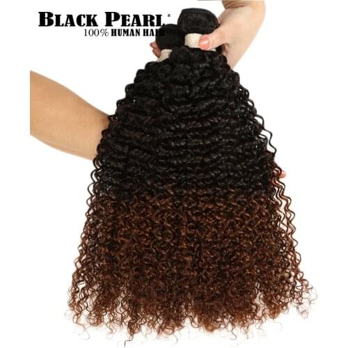 Black Pear 1/3/4Pcs Ombre Brazilian Kinky Curly Hair Bundles Weave Human Hair Extensions 1B/4/30 Brown Remy Ombre Hair Bundles
