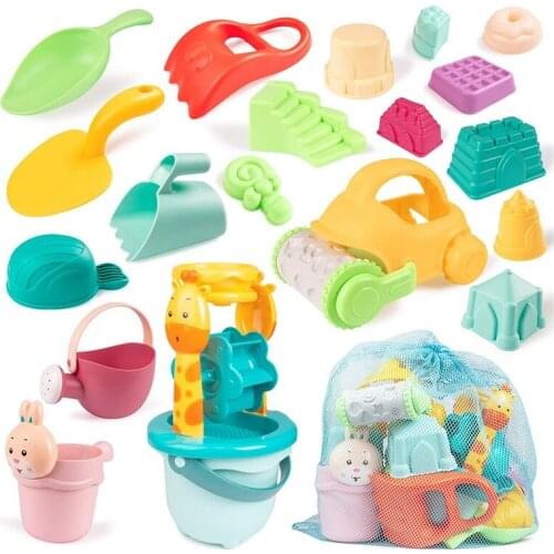 Kids Beach Toys Outdoor Indoor Play Sand Set Sandbox Toys with Sand Truck Bucket Shovel Sand Molds Kit Summer Beach Toys