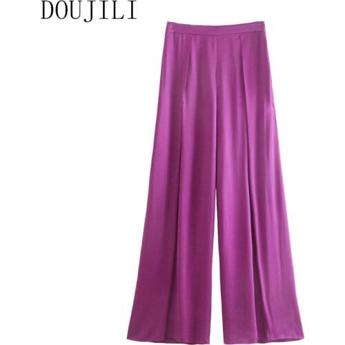 DOUJILI High Quality Women Solid Color High Waist Trousers New Style Summer Casual Temperament Loose Pants