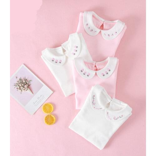 Girls T-shirt Toddler Children Top Tee Kids Tshirt Cotton 2020 Autumn Girls Shirts Long Sleeve Doll Collar Clothing 3-8Yrs