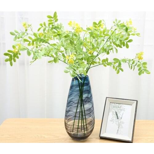 Artificial Plants Branch Green Leaves With Flowers Fake Leaves For Home Decor Fake Wedding Plants Garden Living Room Decoration