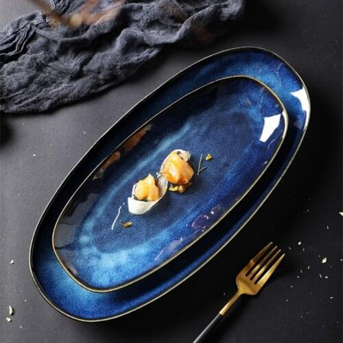 Japanese style ceramic plate ege shaped plate Hotel sushi plate household fish plate tableware factory wholesale