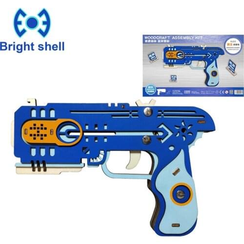 Creative DIY pistol Laser Cutting 3D Wooden Puzzle Learning Educational Toy Game Assembly Toys for Children Jigsaw Kids Toys