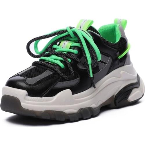 NEWDISCVR Mesh Breathable Womens Platform Sneakers 2020 Summer Genuine Leather Women Chunky Shoes Ladies Trainers Footwear