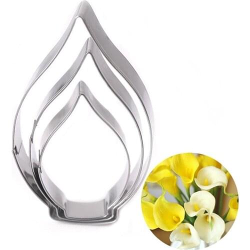 LINSBAYWU 3Pcs/Set Calla Lily Flower Shape Cookie Cutter Mold family Stainless Steel Fondant Cake Sugar Decoration tools