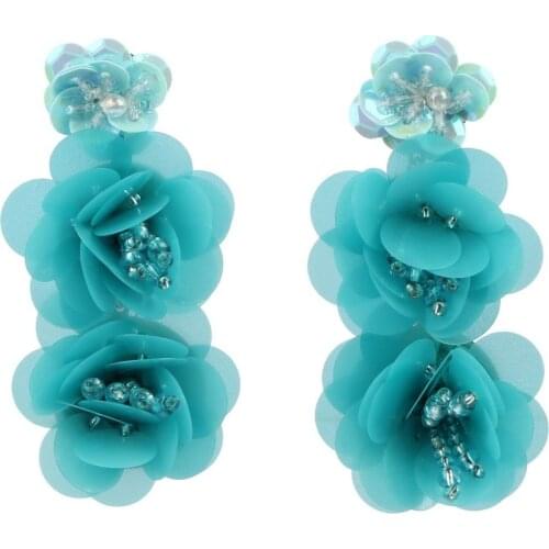 Fashion New Chunky Bead Drop Dangle Flower Earrings for Women Florate Brand Handmade Sexy Party Statement Earrings