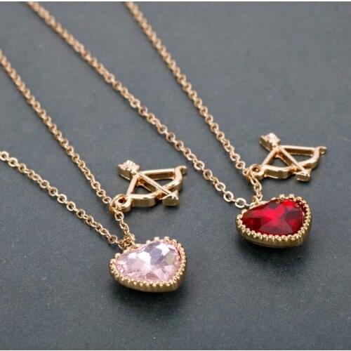 MQCHUN New Design Heart Shaped Jewelry Pink Red Cupids Arrow Crystals Pendant Cosplay Accessories Love Jewelry Gift-30