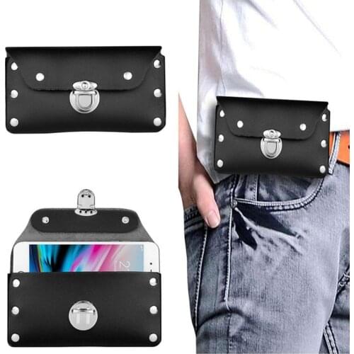 Men Phone Pouch Classic Black Mens Belt Hanging Waist Storage Holster Bag Belt Clip Pouch Case For iPhone Fanny Pack New 2021